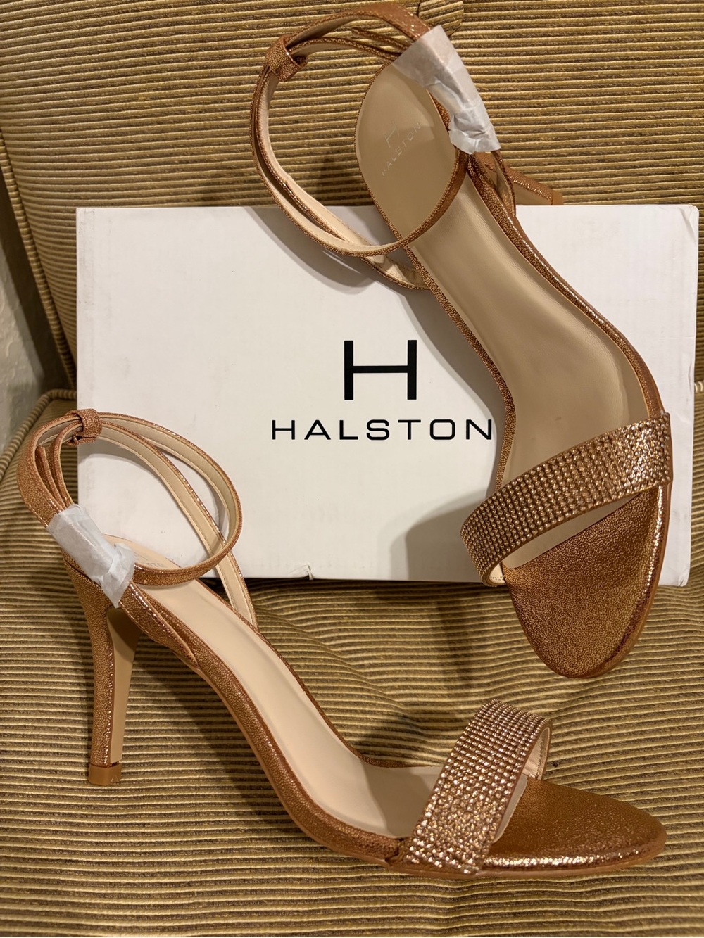 NWT Halston Heritage Women's Ankle Strap Rose Gold Dress Sling Sandal - Size 10